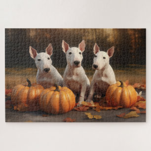 Puzzle Calabaza deslumbrante del otoño con cachorro de ca