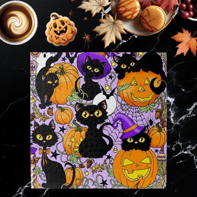 Puzzle Calabaza Halloween Candy Gatos Negros (Subido por el creador)