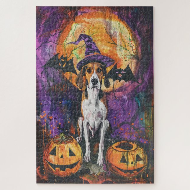 Puzzle Calabaza Halloween de la Foxhound inglesa norteame (Vertical)