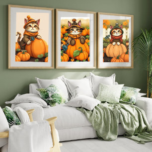 Puzzle Calabaza otoñal de un gato lindo