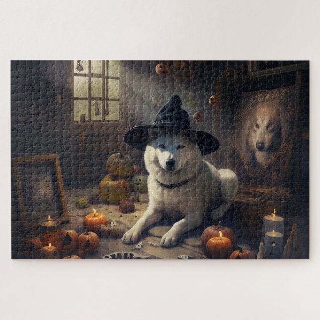 Puzzle Calabazas Akita Halloween de Terror (Horizontal)