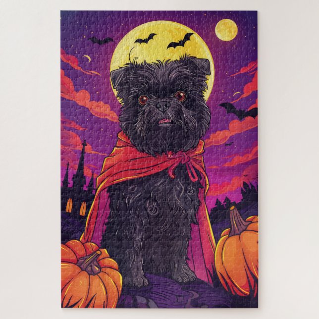 Puzzle Calabazas de vampiro Affenpinscher de Halloween es (Vertical)