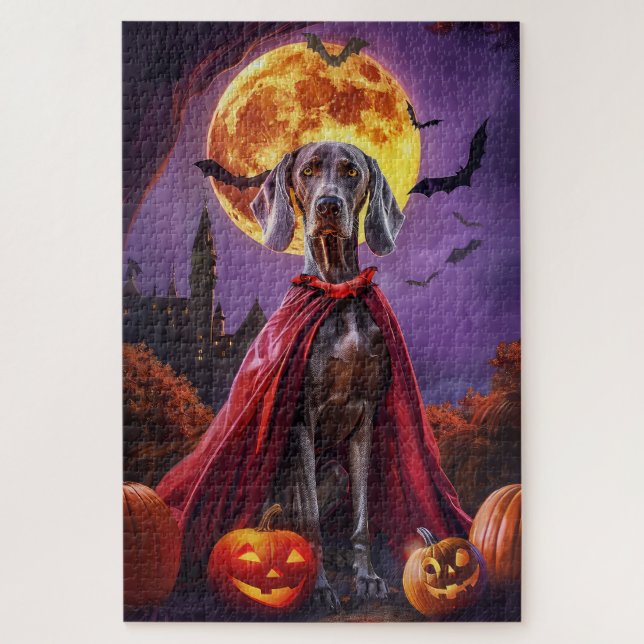 Puzzle Calabazas de vampiros de Weimaraner de Halloween d (Vertical)
