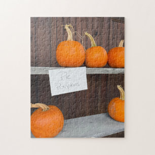 Puzzle Calabazas para pastel en estante de madera