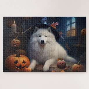 Puzzle Calabazas Samoyedo Halloween Asustadizas