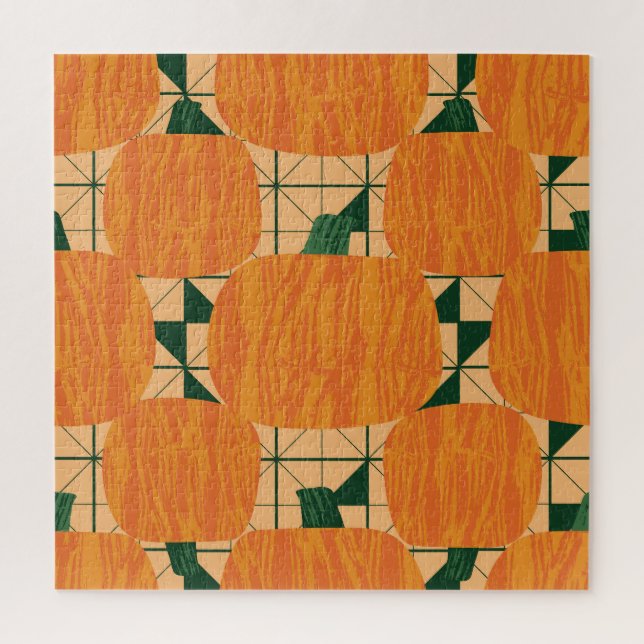 Puzzle Calabazas: Triángulo Geométrico Retro. (Vertical)
