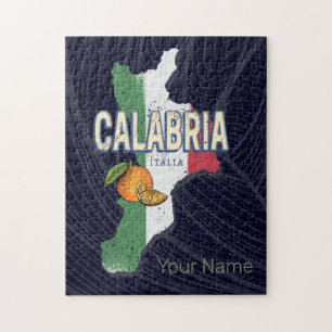 Puzzle Calabria Italia Región Retro Mapa de recuerdo de c