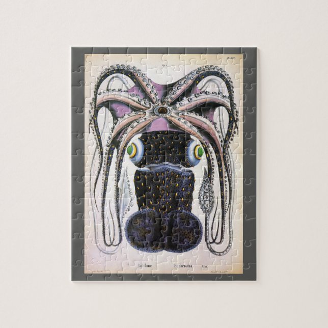 Puzzle Calamar u pulpo gigante vintage, animal marino (Vertical)