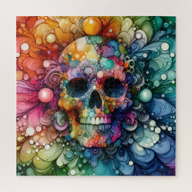 Puzzle Calavera Arcoíris Tinta Alcohólica (Vertical)