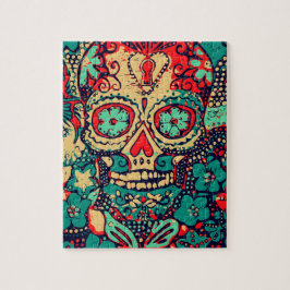 Puzzle Calavera Azul y Roja