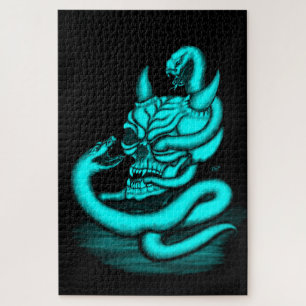 Puzzle Calavera - Cabeza malvada con serpiente