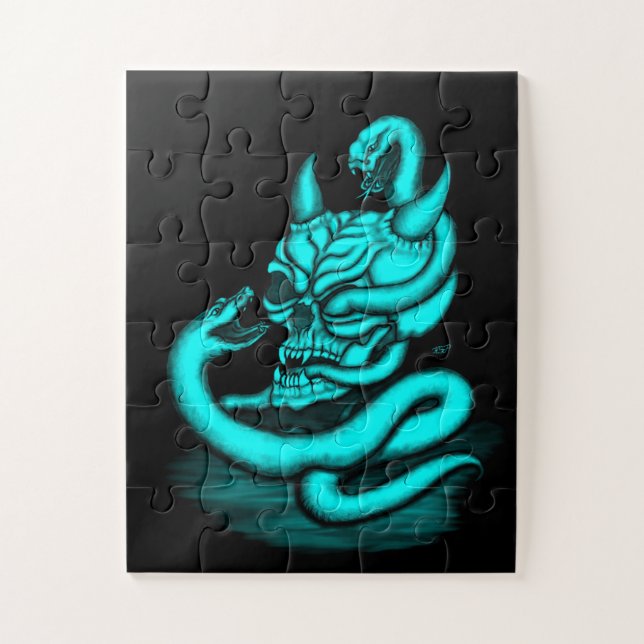 Puzzle Calavera - Cabeza malvada con serpiente (Vertical)