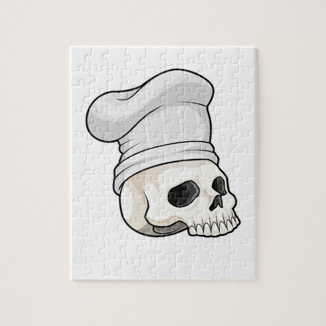 Puzzle Calavera como cocinar con el gorra del chef (Vertical)