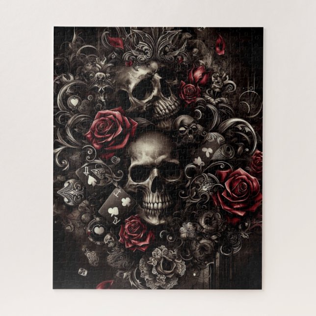 Puzzle Calavera con rosas (Vertical)