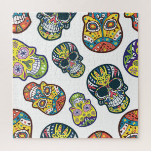 Puzzle Calavera de azúcar colorida: patrón intrincado.