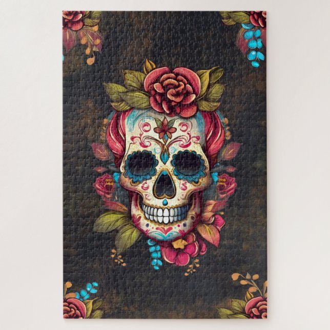 Puzzle Calavera de azúcar floral Día de los Muertos (Vertical)