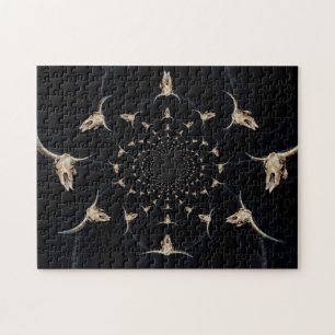 Puzzle Calavera de búho occidental cosechadora abstracta