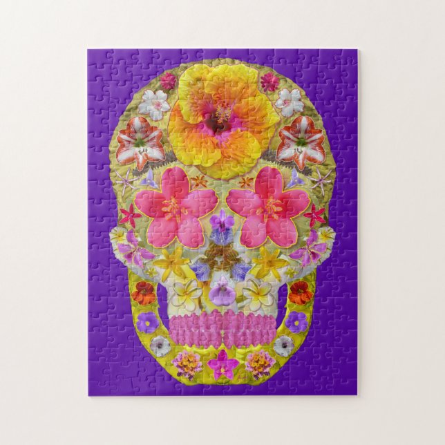Puzzle Calavera de flores 4 - Tropical (Vertical)