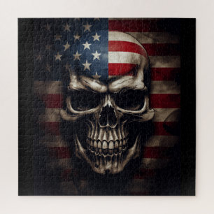 Puzzle Calavera de la bandera americana
