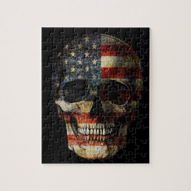 Puzzle Calavera de la bandera de Estados Unidos (Vertical)