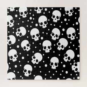 Puzzle Calavera de punto de polka monocroma