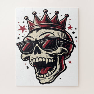 Puzzle Calavera de Rey Rockstar con Gafas de Sol