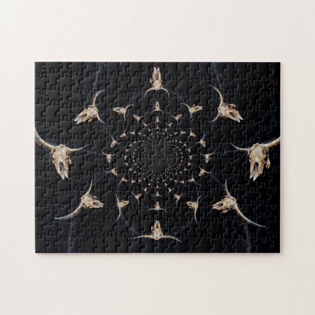 Puzzle Calavera de toro Cowboy Occidental Resumen de la c (Horizontal)