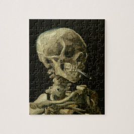 Puzzle Calavera de un esqueleto con cigarrillo en llamas