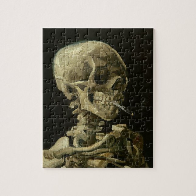 Puzzle Calavera de un esqueleto con cigarrillo en llamas (Vertical)
