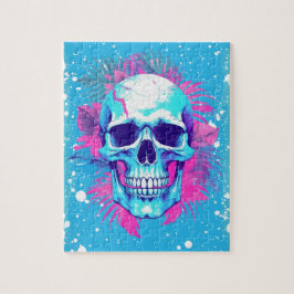 Puzzle Calavera floral al estilo de la onda de vapor