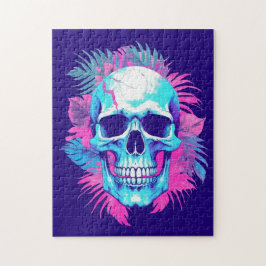Puzzle Calavera floral al estilo de la onda de vapor