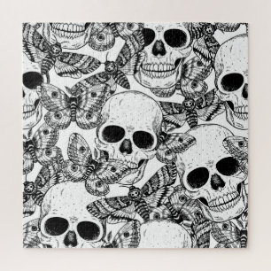 Puzzle Calavera, mariposas: patrón de cosecha a mano