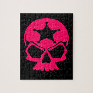 Puzzle Calavera rosa (fondo negro)