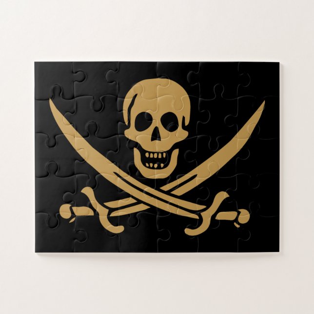 Puzzle Calavera y Cutlass de Oro Azteca Pirata Calico Jac (Horizontal)