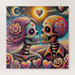 Puzzle Calaveras azucareras enamoradas Impresionista Chal