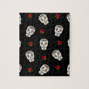 Puzzle Calaveras Azucareras Rosas RAB Rockabilly Sobre Ne