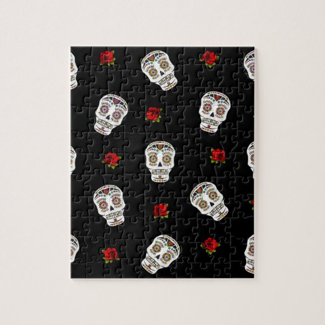 Puzzle Calaveras Azucareras Rosas RAB Rockabilly Sobre Ne (Vertical)