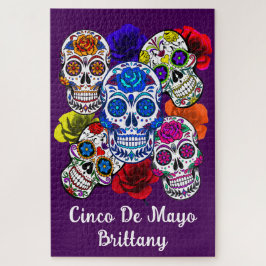 Puzzle Calaveras de azúcar Rosas coloridas Cinco Todas la