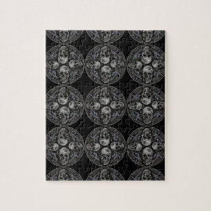 Puzzle Calaveras góticas blancas negras