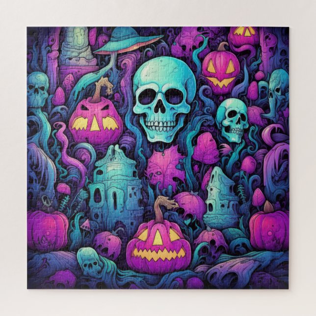 Puzzle Calaveras pasteles de Halloween y calabazas (Vertical)