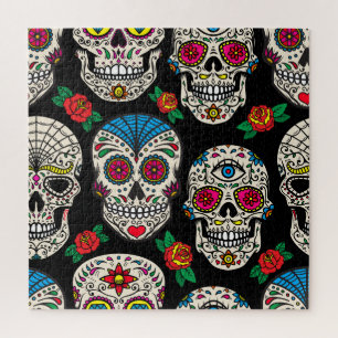 Puzzle Calaveras y Rosas mexicanos: Diseño de época