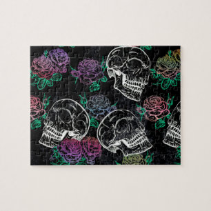 Puzzle Calaveras y Rosas oscuros   Funky Glam Ombre Grung