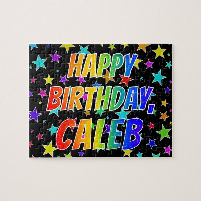 Puzzle "CALEB" Nombre, Diversión "FELIZ CUMPLEAÑOS" (Horizontal)