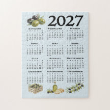 Calendario 2027, Aceitunas Mediterráneas, Azul