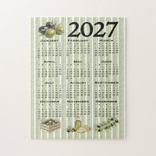 Puzzle Calendario 2027, Aceitunas Mediterráneas, Rayas Ve