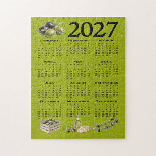 Puzzle Calendario 2027, Aceitunas Mediterráneas, Verdes