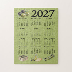 Puzzle Calendario 2027, Aceitunas Mediterráneas, Verdes