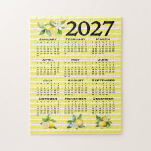 Puzzle Calendario 2027 al estilo italiano limones rayas a