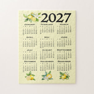 Puzzle Calendario 2027 estilo italiano limones amarillo