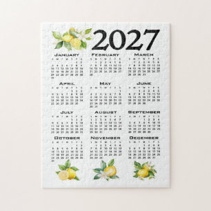 Puzzle Calendario 2027 estilo italiano limones blancos